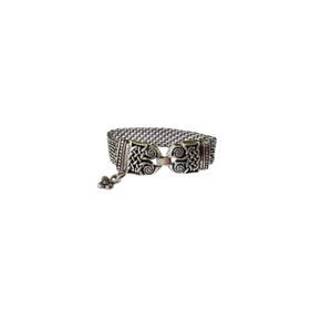 Vintage Brighton Silver Tone Mesh Link Wide Celtic Style Bracelet 7.5” Snap J13